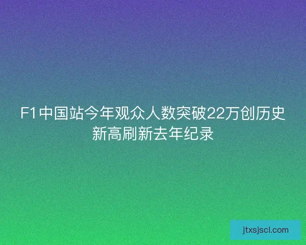F1中国站今年观众人数突破22万创历史新高刷新去年纪录